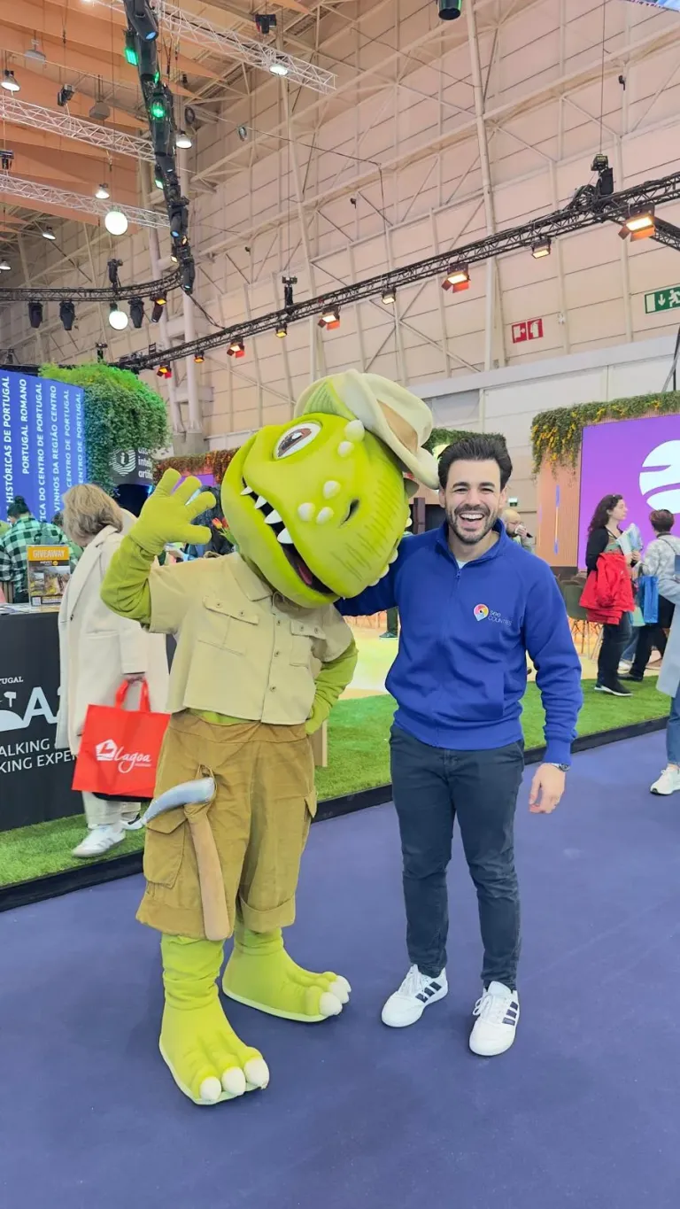 SEE Countries team member with regional tourism mascots at BTL 2026